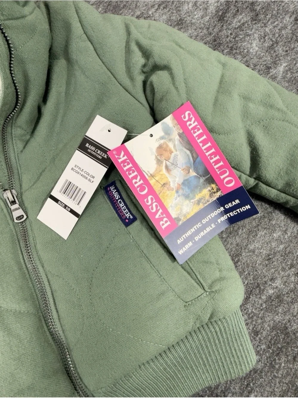 Bass Creek Outfitters Girls 5/6 Green Sherpa Lined Hooded Jacket NWT Snow Ski